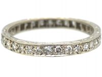 Art Deco Platinum & Diamond Eternity Ring with Engraved Sides