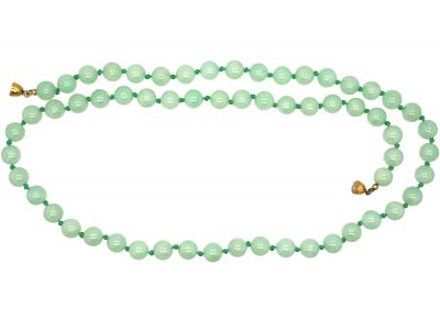 Jade Beads Necklace with Gilded Silver Clasp