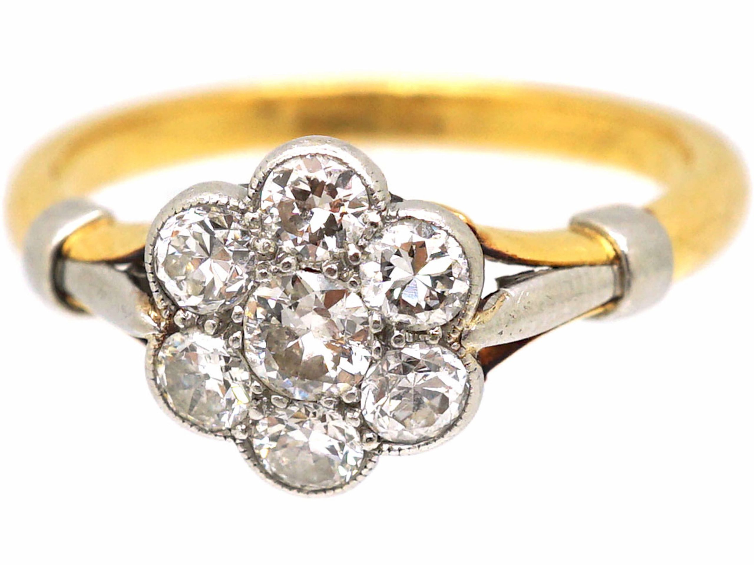 Edwardian 18ct Gold & Platinum, Diamond Cluster Ring (508T) | The ...