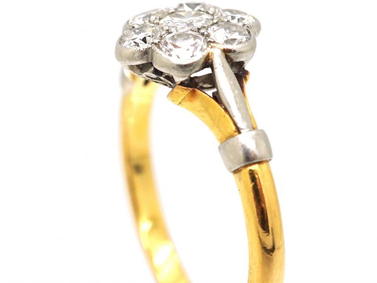 Edwardian 18ct Gold & Platinum, Diamond Cluster Ring