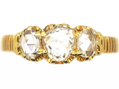 Victorian 18ct Gold Three Stone Rose Diamond Ring