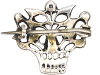 Edwardian Silver & Coloured Paste Basket of Flowers Brooch