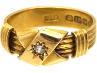 Edwardian 18ct Gold Kiss Ring set with a Diamond