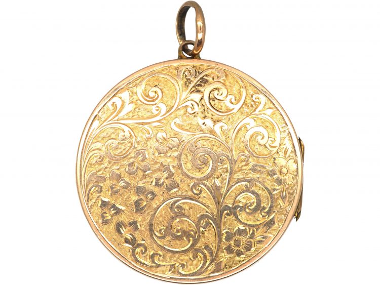 Edwardian 9ct Gold Round Locket with Heart Motif