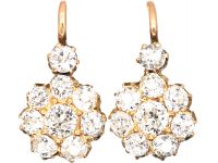 Early 20th Century Russian 14ct Gold & Diamond Cluster Earrings
