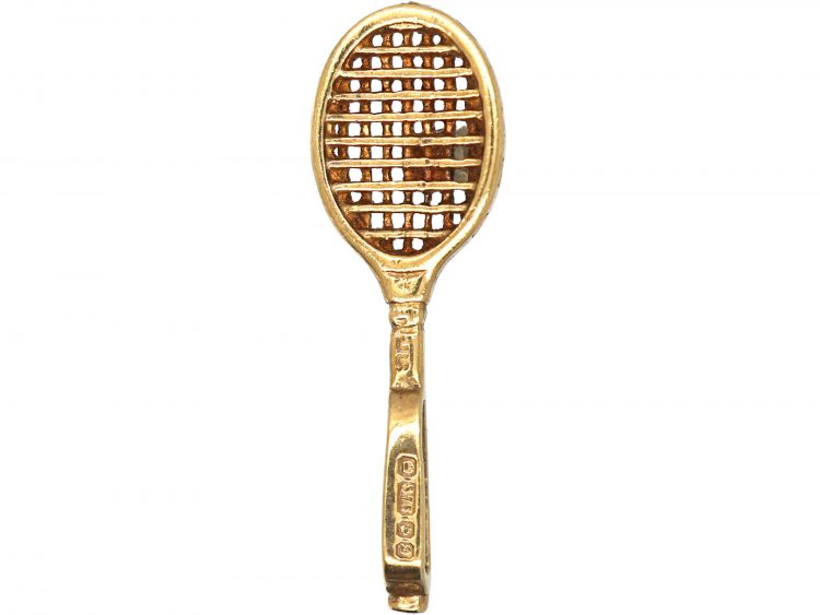 9ct Gold Tennis Racket Charm set with a Diamond