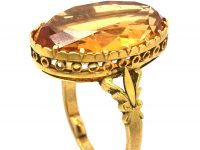 Victorian 18ct Gold Ring set with a Large Imperial Topaz