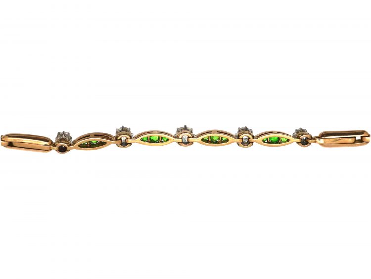Edwardian 18ct Gold, Green Garnet & Diamond Bracelet
