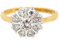 Mid 20th Century 18ct Gold & Platinum, Diamond Cluster Ring