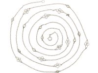 Art Deco 18ct White Gold & Diamond Set Guard Chain