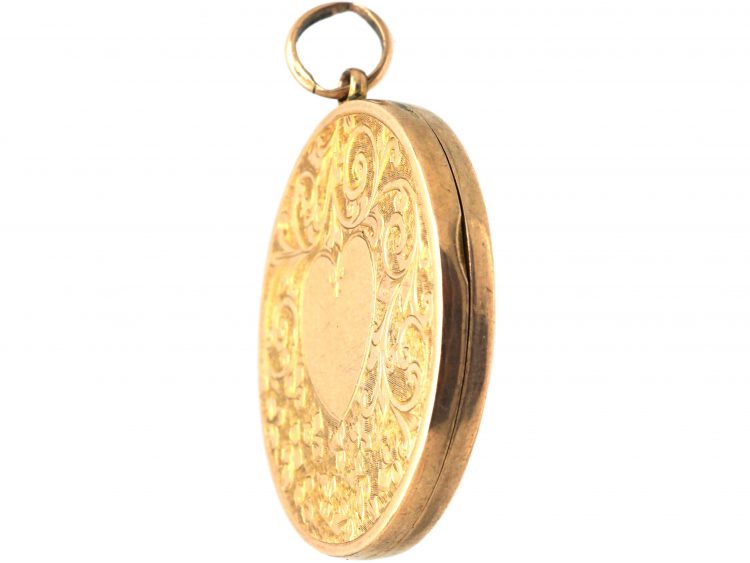Edwardian 9ct Gold Round Locket with Heart Motif