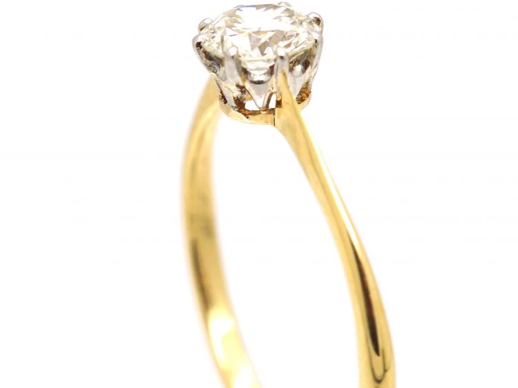 Early 20th Century 18ct Gold & Platinum, Diamond Solitaire Ring