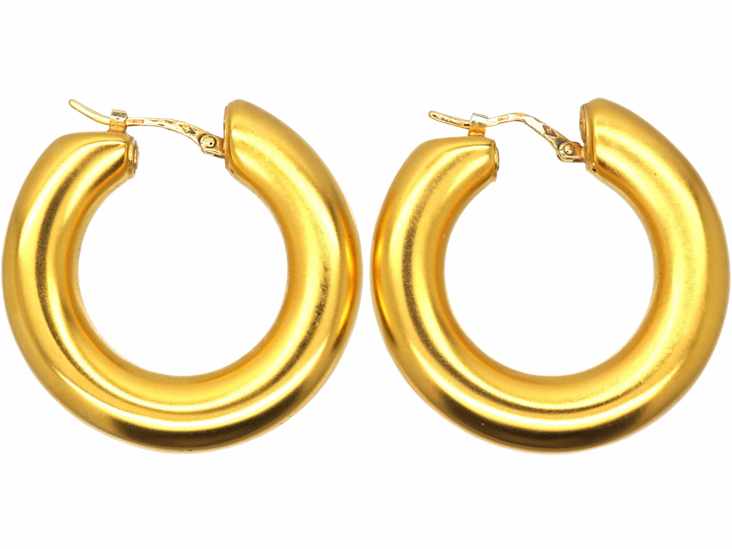 French Large 18ct Gold Hoop Earrings By Charles Gavet 456t The