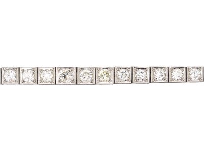 Art Deco Platinum, Graduated Diamond Line Bracelet