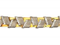 Art Deco 18ct Gold & Platinum Zig Zag Bracelet set with Diamonds