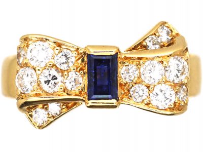 Sapphire & Pave Set Diamond Bow Ring by Van Cleef & Arpels