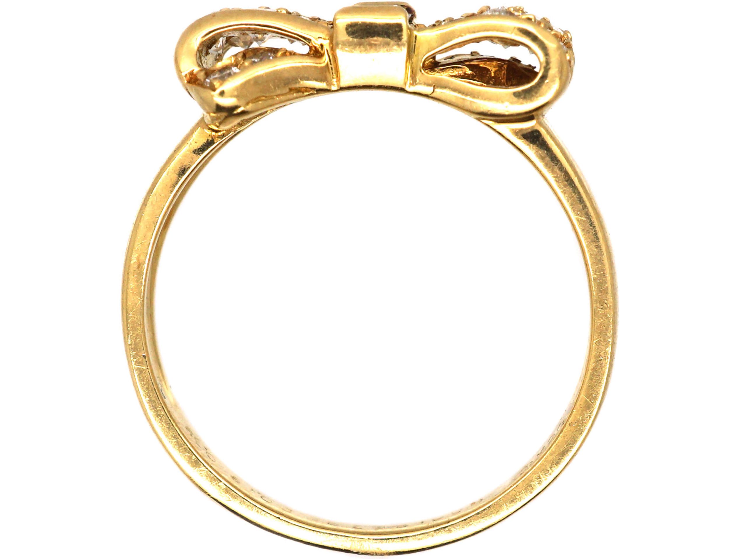 Sapphire & Pave Set Diamond Bow Ring by Van Cleef & Arpels (518T) The Antique Jewellery Company