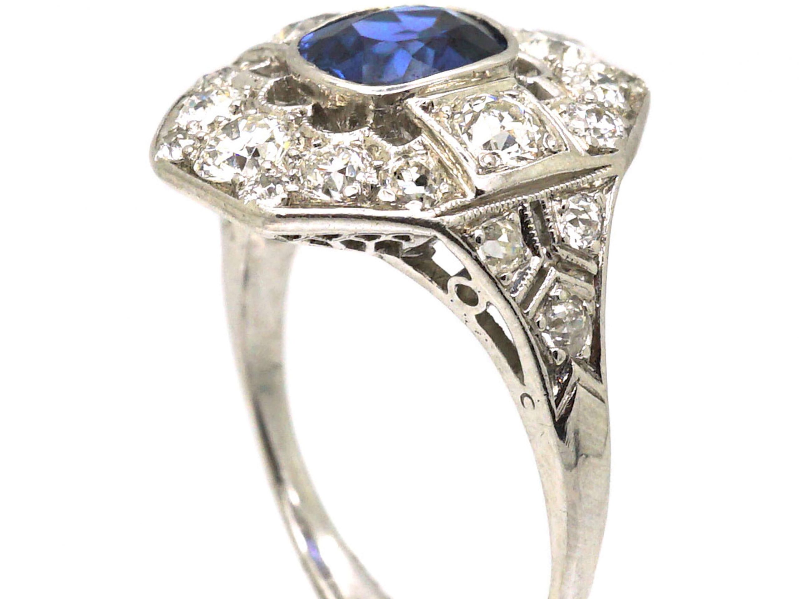 Art Deco Platinum, Diamond & Sapphire Ring (560T) | The Antique