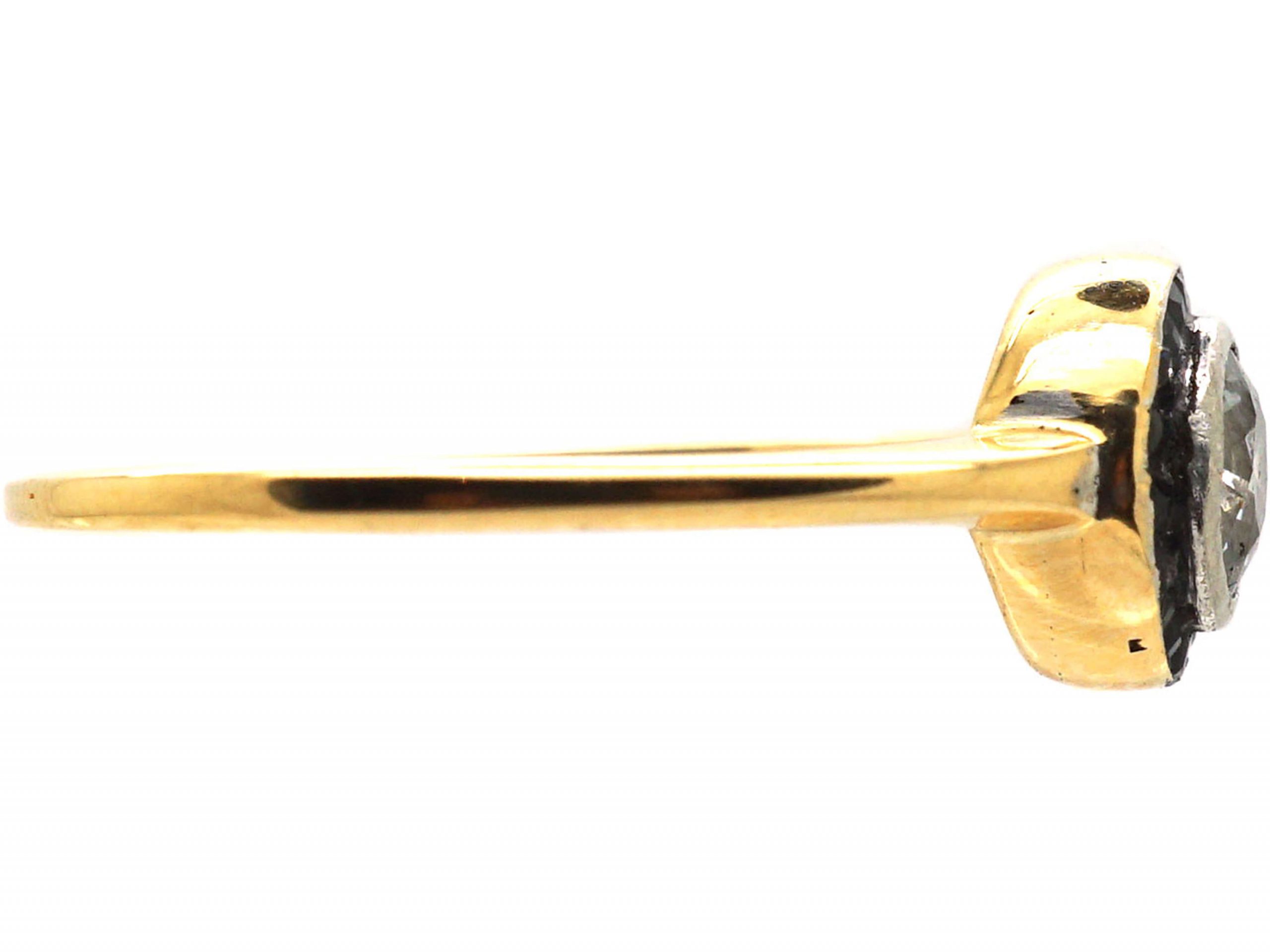 Art Deco 18ct Gold & Platinum, Diamond & Sapphire Small Target Ring ...