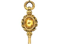Georgian Gold Cased Watch Key set with Chalcedony & Citrine with Acorn Detail