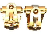 Retro 18ct Gold & Platinum Scroll Design Earrings set with Diamonds