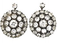 Victorian Large Old Mine Cut Diamond Cluster Earrings