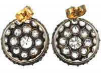 Victorian Large Old Mine Cut Diamond Cluster Earrings