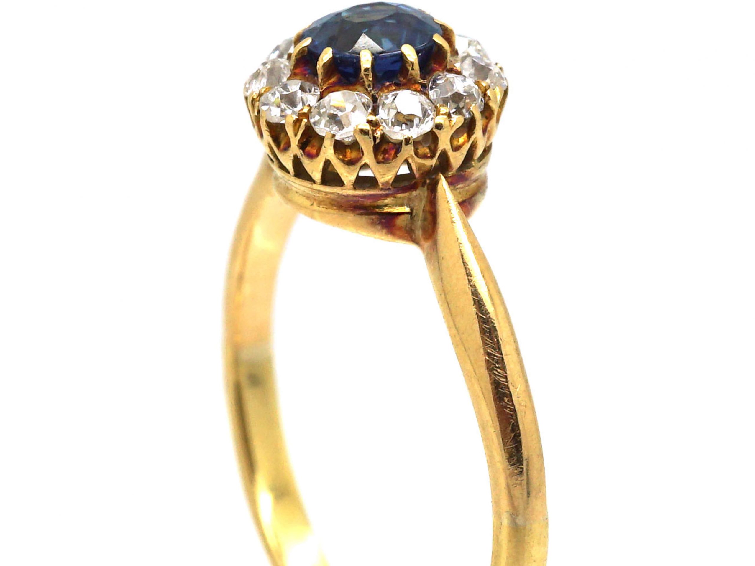 Edwardian 18ct Gold, Sapphire & Diamond Cluster Ring (610T) | The ...