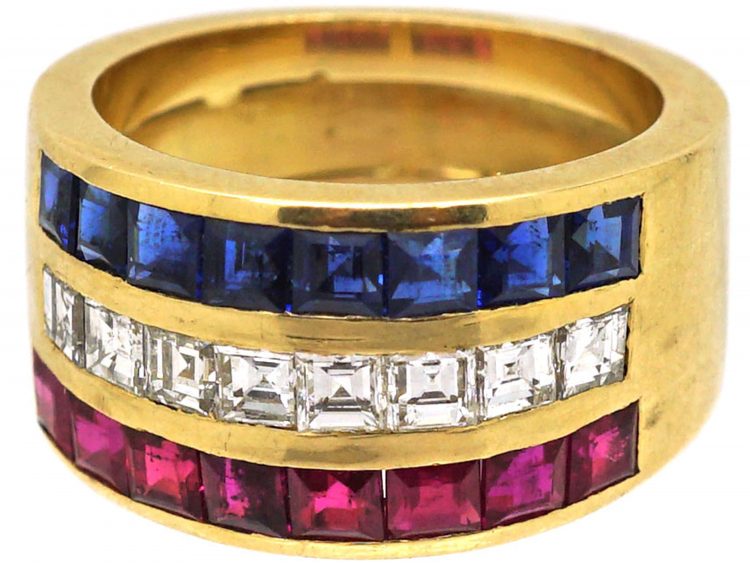18ct Gold, Sapphire, Diamond & Ruby Ring