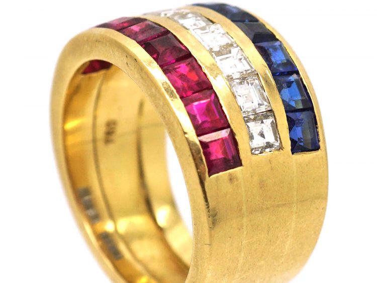 18ct Gold, Sapphire, Diamond & Ruby Ring