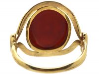 Victorian 18ct Gold & Carnelian Signet Ring with Intaglio of a Sailing Ship