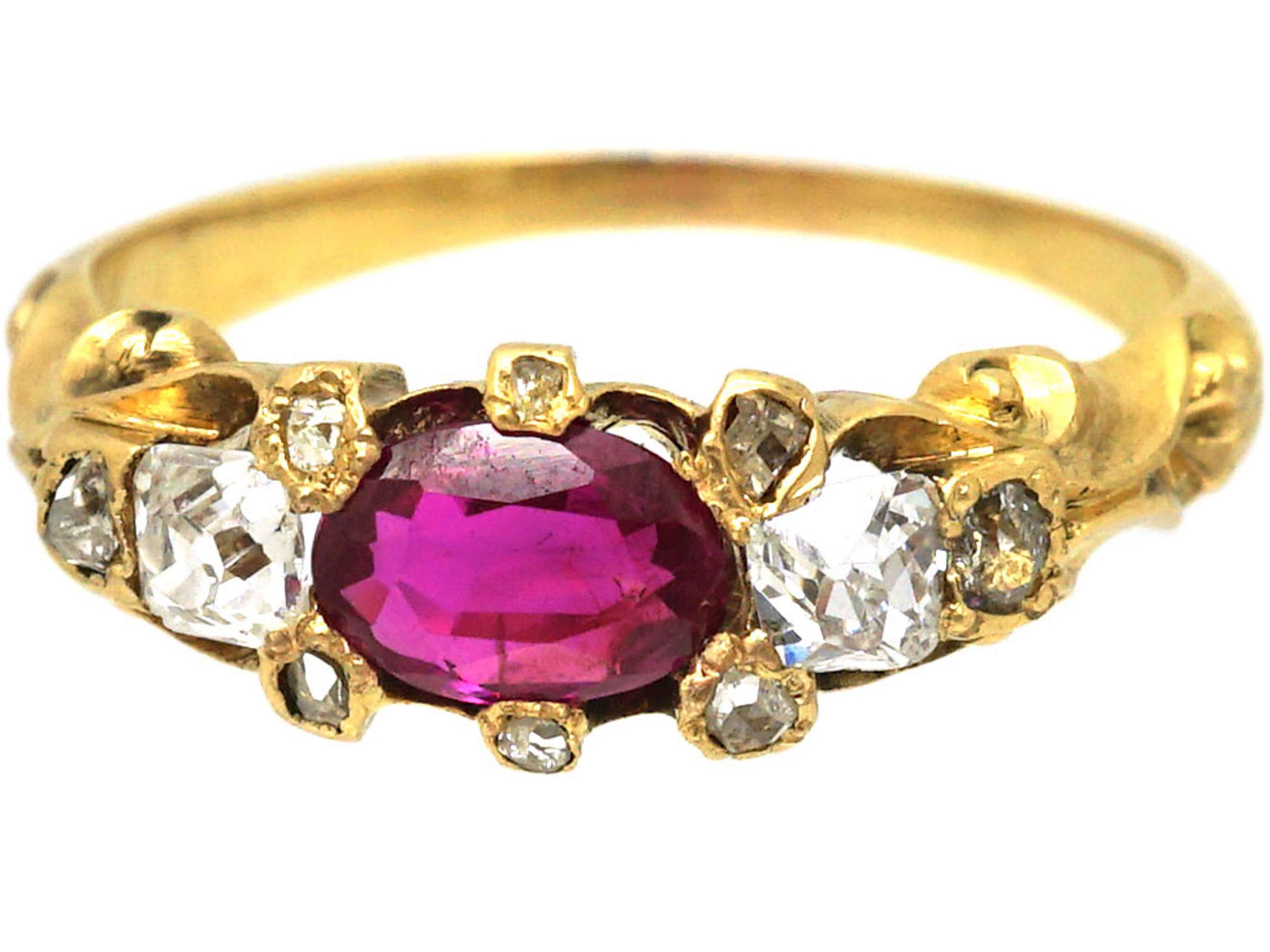 Regency Style Rings Regency 18ct Gold, Ruby & Diamond Ring (604T) | The Antique Jewellery ...