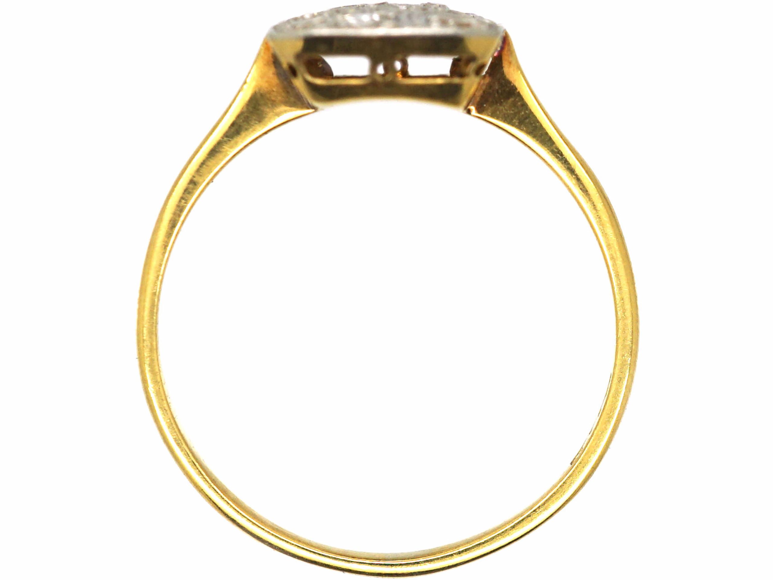 Art Deco 18ct Gold & Platinum, Diamond Sunburst Ring (608T
