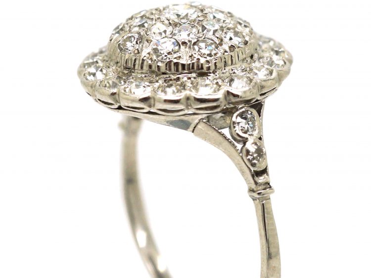 Art Deco Platinum & Diamond Bombe Cluster Ring