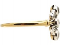 Austrian 14ct Gold & Platinum, Diamond Three Stone Leaf Motif Ring
