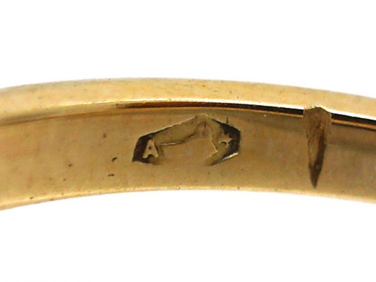 Austrian 14ct Gold & Platinum, Diamond Three Stone Leaf Motif Ring