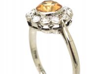 Edwardian Platinum, Diamond & Topaz Cluster Ring