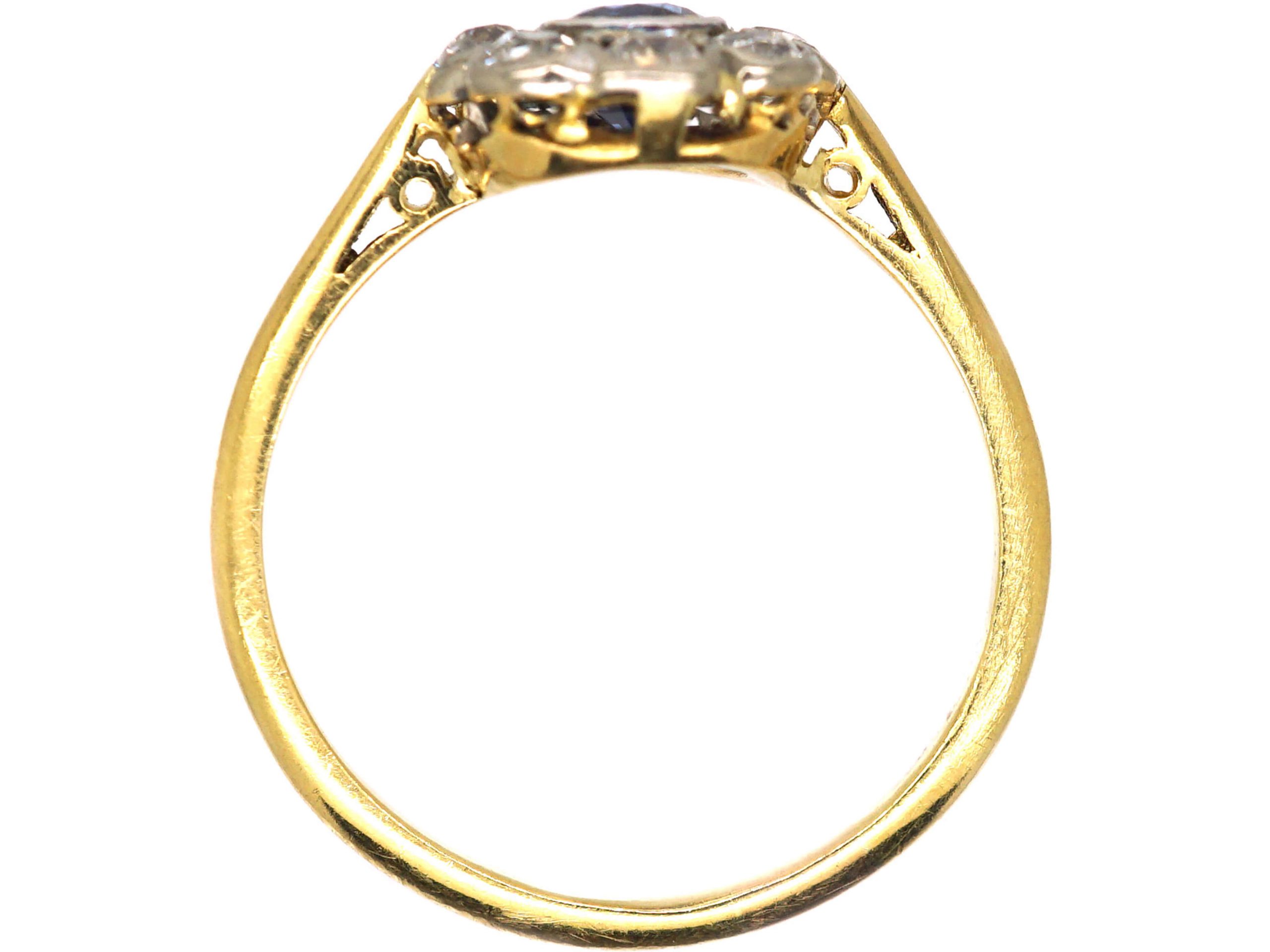 Edwardian 18ct Gold & Platinum, Sapphire & Diamond Cluster Ring (571T ...