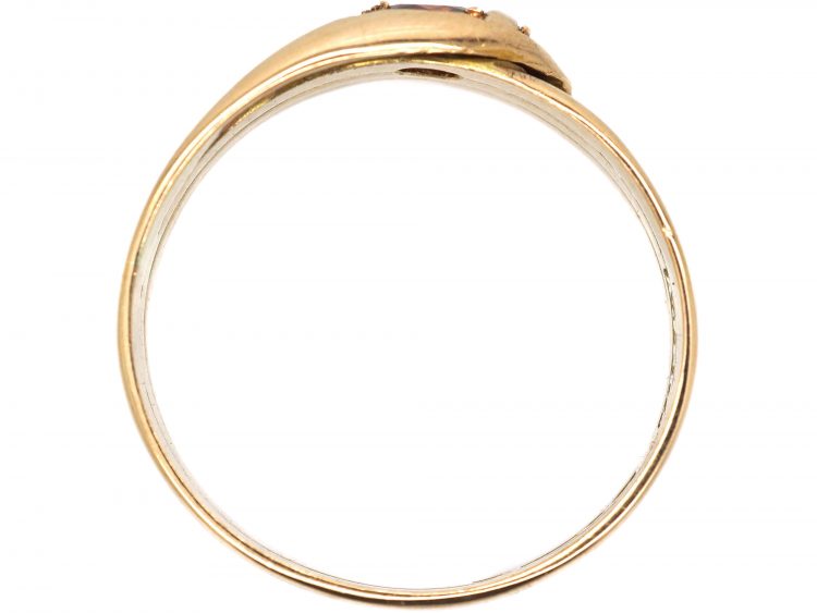 Edwardian 9ct Gold Snake Ring set a Garnet & Rose Diamond Eyes