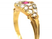 Victorian 18ct Gold Cluster Ring set with a Ruby & Graduated Rose Diamonds