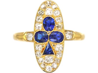 Early 20th Century 14ct Gold, Sapphire & Diamond Ace of Clubs Ring