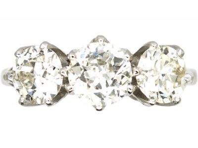 Early 20th Century 18ct White Gold & Platinum, Three Stone Diamond Ring