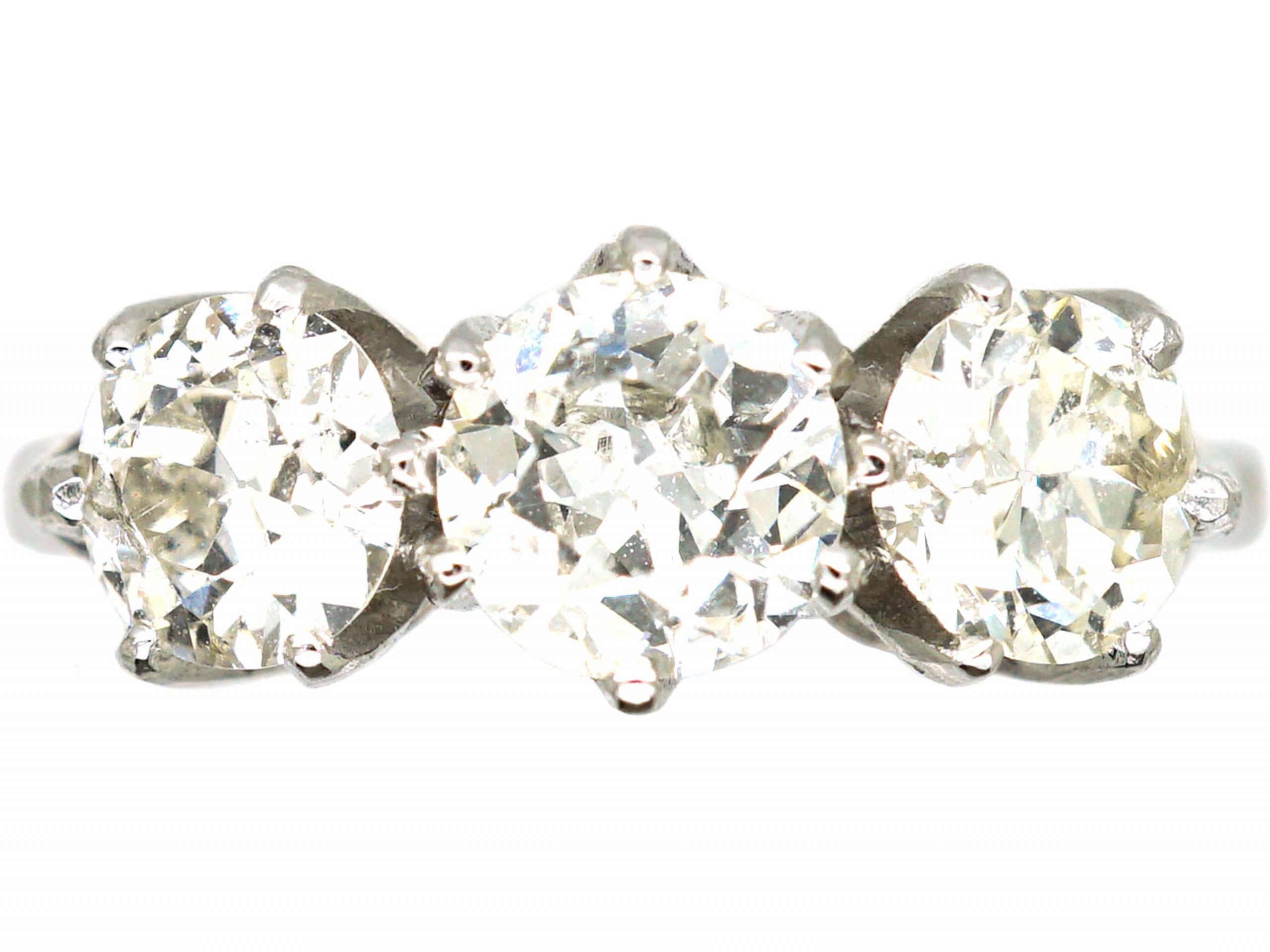 Early 20th Century 18ct White Gold & Platinum, Three Stone Diamond Ring ...