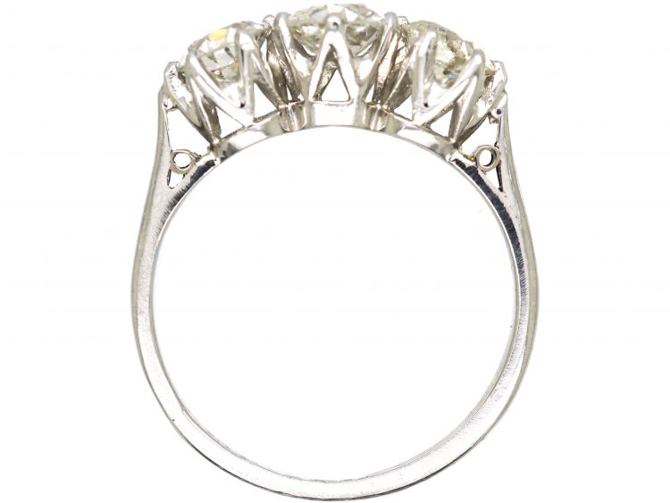 Early 20th Century 18ct White Gold & Platinum, Three Stone Diamond Ring