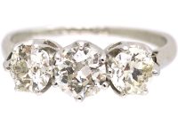 Early 20th Century 18ct White Gold & Platinum, Three Stone Diamond Ring