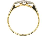 Art Deco 18ct Gold & Platinum, Diamond Criss Cross Design Ring