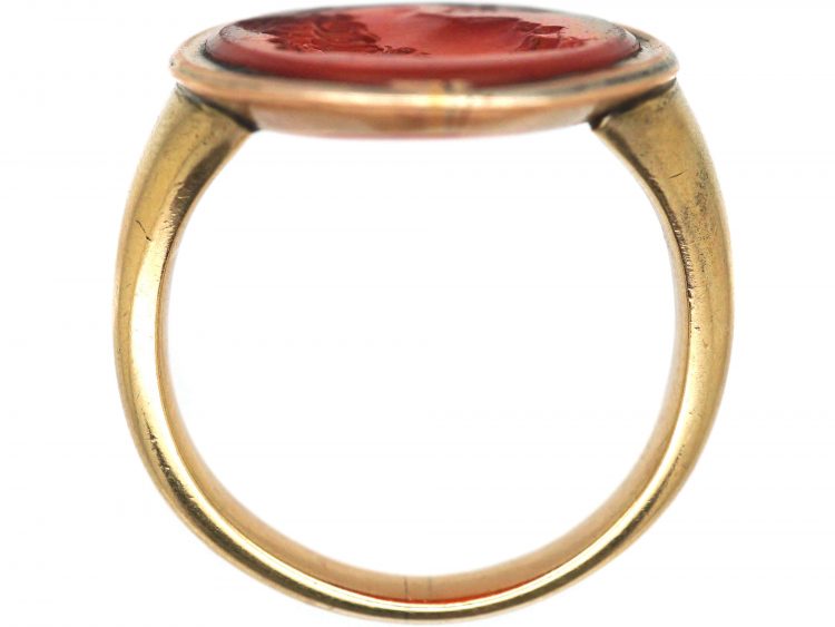 Georgian Gold & Carnelian Ring With Carved Intaglio of Omphale