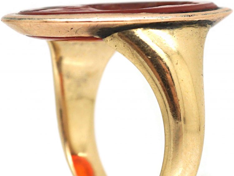 Georgian Gold & Carnelian Ring With Carved Intaglio of Omphale