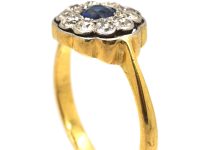 Edwardian 18ct Gold & Platinum, Sapphire & Diamond Cluster Ring