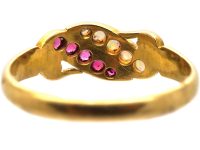 Edwardian 18ct Gold Crossover Ring set with Rubies & Opals